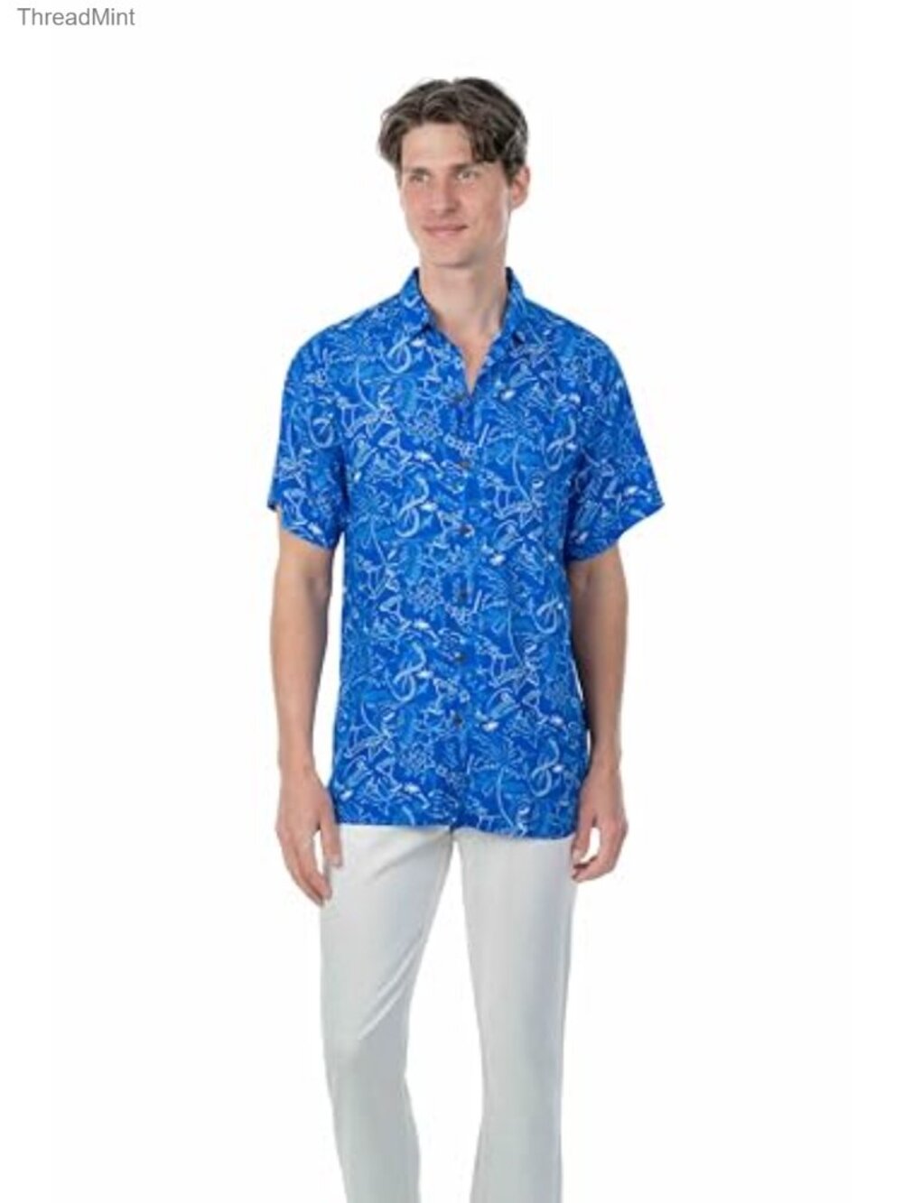 Men's Hawaiian Shirt 100% Rayon Camp Collar Short Sleeve Tropical Button Down